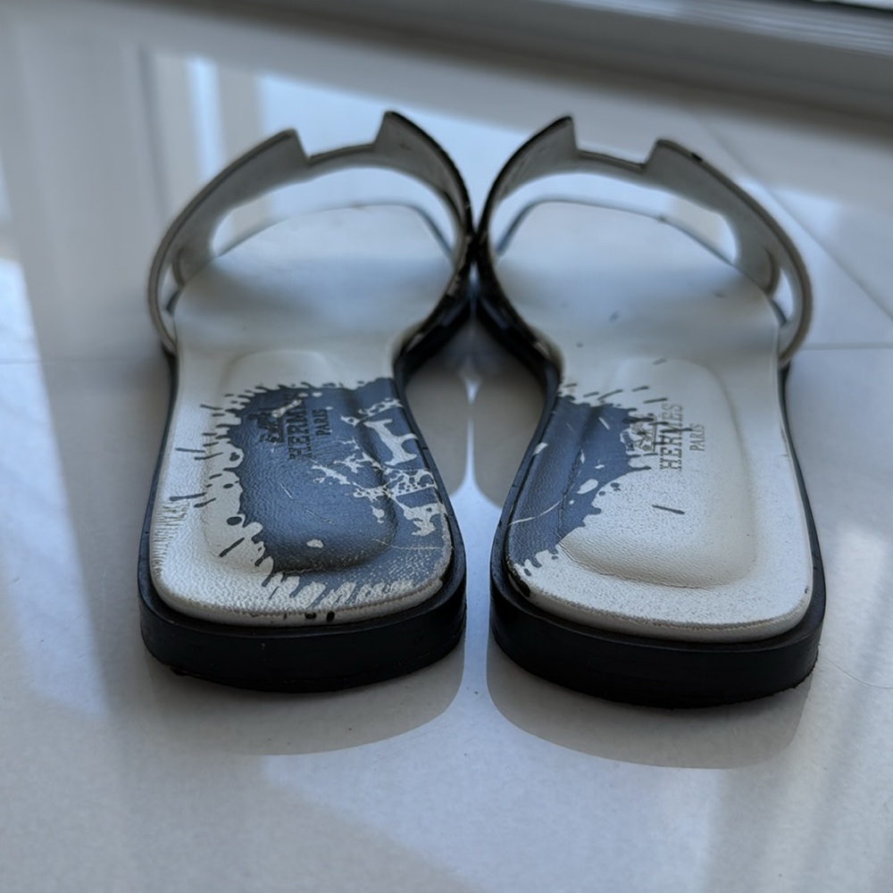 Hermes Oran “Splash” Black & White Authentic Pre-owned - Picture 3 of 9